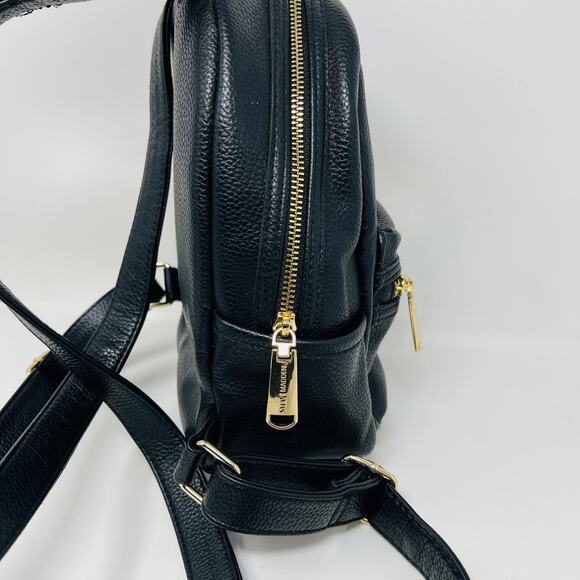 Steve Madden Vegan Pebble Leather Mini Backpack Black Gold - Picture 6 of 10